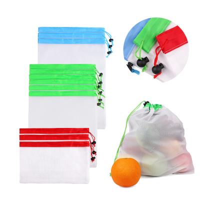 China Durable Amazon Hit Kitchen Accessories Folding Pocket Fruit Vegetable Storage Suction String Mesh Bag for sale