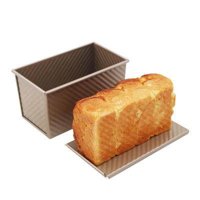 China 2021 Sustainable Hot Sale Food Safe Amazon Cake Bread Pastry Making Mold Carbon Steel Non-Stick Toast Mold With Cover for sale