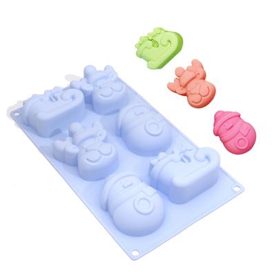 China Viable Christmas Cake Mold New Product Ideas DIY 2021 Hot Selling Custom Silicone Elks Snowman Sock Shape Chocolate Cookies Baking Mold for sale