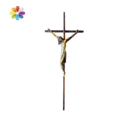 China European Style 8030 Funeral Crucifix in High Quality Antique Brass Plated for sale