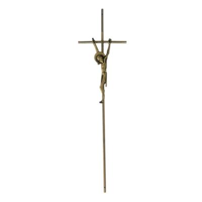 China European Style Funeral Decoration 8037 Steel Cross With Zamak Christ In Antique Brass Color for sale