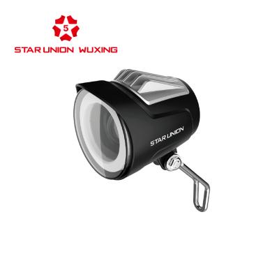 China ABS+PC+ AL Wuxing ebike headlight, factory sales directly, can OEM, E-mark certificate, e bike scooter front led lights with horn for sale