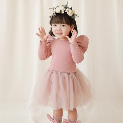 China 2021 Wholesale Breathable Autumn Toddler Babies Shirts Tops Solid Cotton Long Sleeve Ruffles Kids Casual Clothing 104AC1214 for sale