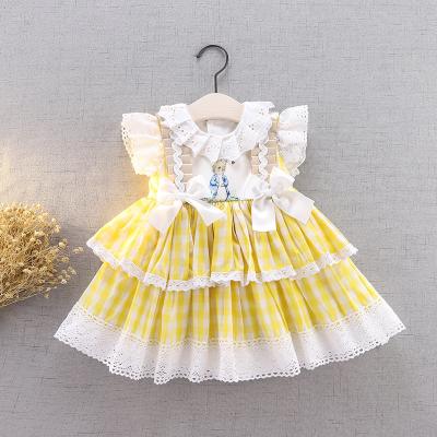 China Wholesale Breathable Kids Clothes Vintage Summer Baby Spanish Dress For Girls Dresses Yellow 320 Lace Dress for sale