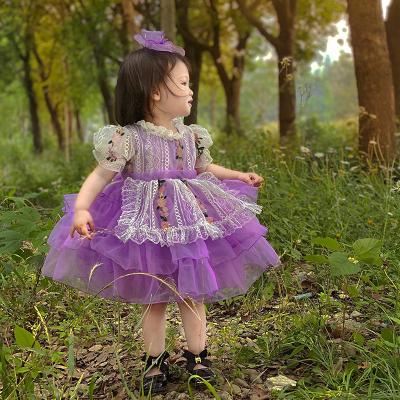 China Wholesale Breathable Summer Vintage Baby Spanish Dress For Girls Dresses Lace Dress Wedding Children Clothing Kids Clothes B55 for sale