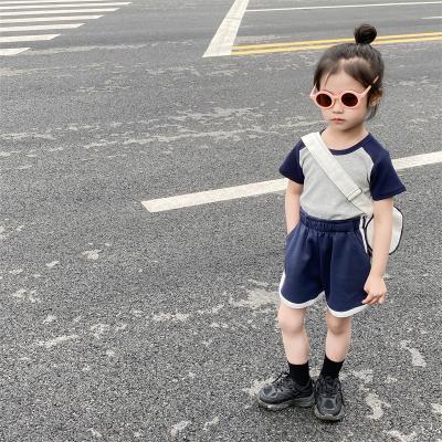 China 2022 Korean Design Viable Infant Shirt Babies With Pant Toddler Kids Gray With Blue 2 Pcs Clothes 0664TZ260038 for sale