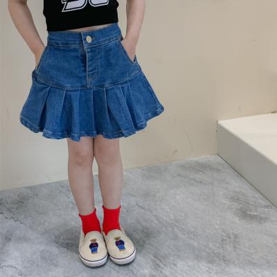 China 2022 New Arrival Summer New Arrival Baby Toddler Denim Skirt Children Kids Blue Plated Denim Clothing A22803036 for sale