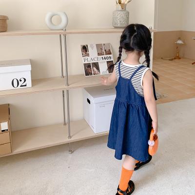 China 2022 New Arrival Blue Baby Toddler Skirt Kids Infant Overall Denim Breathable Kids Clothing 062A22A036 for sale