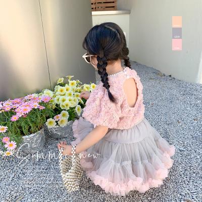 China 2022 New Arrival Baby Toddler Baby Tutu Skirt Infant Kids Breathable Pink Flower Shirt Clothing 062A22A037 for sale