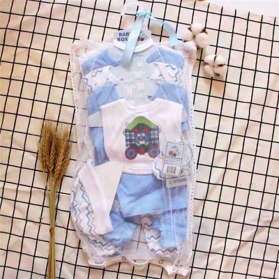 China Wholesale Breathable 8 Pcs Babies Clothing Sets Newborn Bib Rompers Bodysuits Kids Clothes Printed 100% Cotton for sale