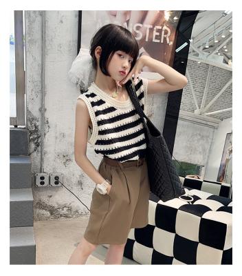 China 2022 Girls Summer Large Size Sustainable Knitted Vest With Suit Shorts Korean Design Boutiques Clothing LQ101204033 for sale