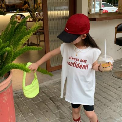 China 2022 Summer Toddler Babies Long Shirt Breathable Casual Infant Kids Print Sleeveless Tops Clothing 0664TX017020 for sale