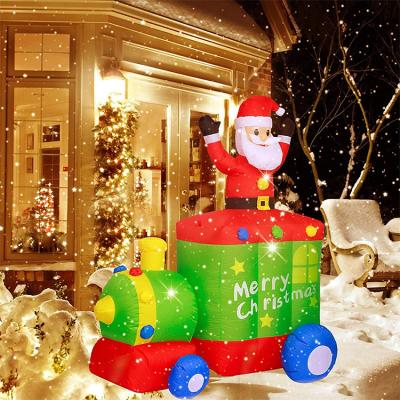 China PVC 1.8m Santa Claus with built-in LED in the train is suitable for outdoor and indoor yard lighting for sale