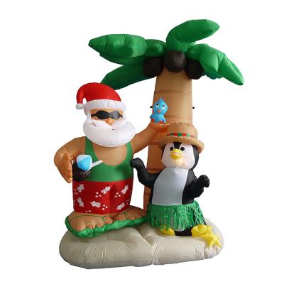 China PVC Factory Customized 2.1m Inflatable Santa Claus Inflatable Christmas Gifts Inflatable Santa Claus With Palm Trees for sale