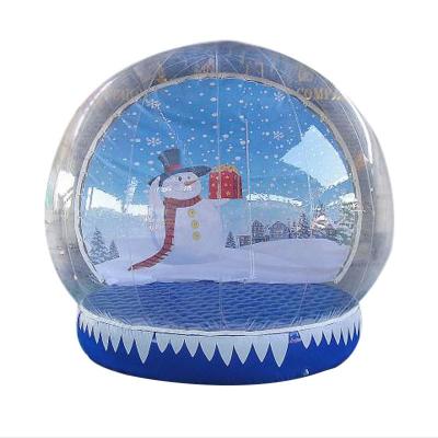 China Crystal Ball Christmas Decoration Large PVC Inflatable Snow Globe Transparent Snowman Bubble Room Tent for sale