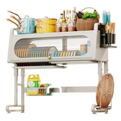 China 2023 Viable New Kitchen Sink Storage Rack Cabinet Door Worktop Dish Drainage Storage Rack for sale