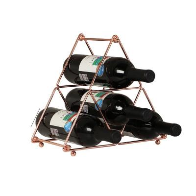 China Viable Wholesale Creative Bold Art Display Rack Wine Cabinet Iron Diamond Red Wine Display Rack for sale