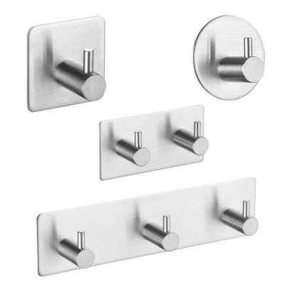 China Durable Self Adhesive SUS304 Wall Robe Hooks Heavy Duty Stainless Steel Coat Bathroom Towel Hook For Kitchen for sale