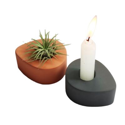 China Wholesale Home Color Cheap Concrete Candlestick Decoration Cement Desktop Candlestick for sale