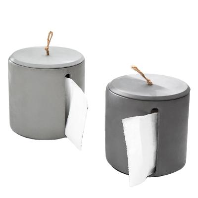 China New Eco-friendly Cylindrical Tissue Rack With Stand Office Daily Necessities Towel Cover Isolation Storage Cement Tissue Box Hot Selling for sale