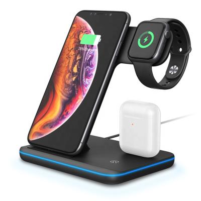 China hot sale 15W fast charging Amazon 15w fast charging 3 in 1 wireless charging station Qi wireless charger stand for sale