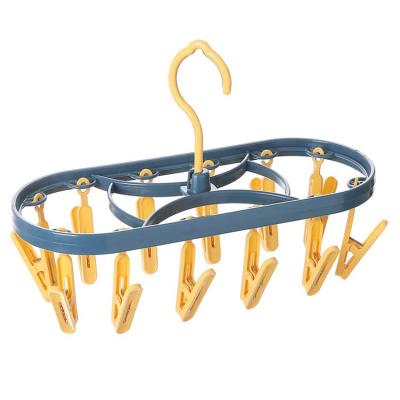 China CLASSIC 12 clips household balcony underwear bangs two color plastic oval multi head windproof drying rack for sale