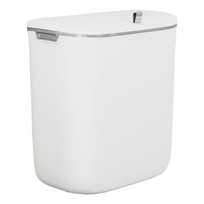 China Kitchen Cabinet Door Flip Lid Trash Can Plastic Wall Mounted Storage Bucket Viable Hanging Sanitary Storage Box for sale