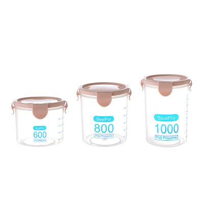 China Transparent Freshness Preservation Kitchen Food Tank Storage Tub With Lid Storage Tub Plastic Snack Storage Box for sale