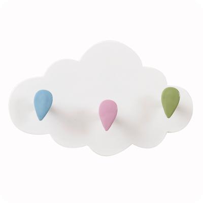 China Modern Cute Cloud Shape 3 Hook Self Adhesive Wall Hanger Wall Decor For Home for sale