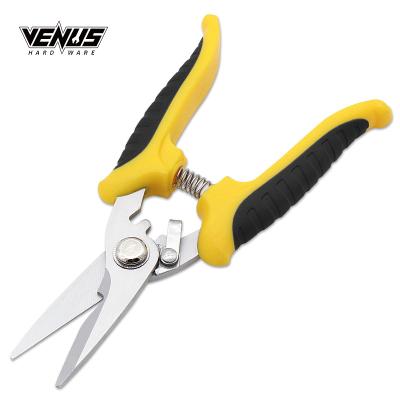 China Stainless Steel Anti-Slip Handle Sharp Manual Electrician Bypass Pruning Shears for sale