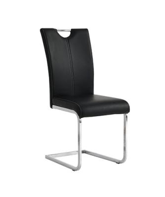 China Free Sample Comfortable High Back PU Leather Seat Upholstered Modern Comfy Dining Chairs With Metal Leg for sale