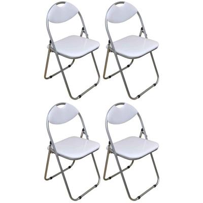 China FREE SAMPLE Pack of 4 White Padded Padded Office Metal Folding Chair, Computer, Desk Chairs for sale