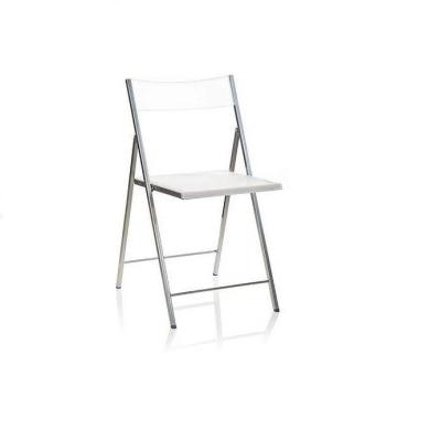 China FREE SAMPLE Metal Folding Chair Slim Folding Chair for Living Room, 77 x 43 x 45 cm, White for sale