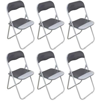 China Metal Folding Chair FREE SAMPLE Household Items Cool Padded Folding Chair Office Grey/White Pack of 6 for sale