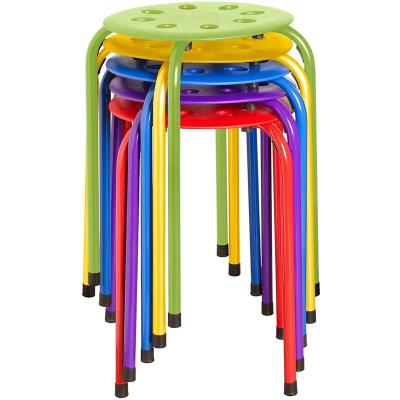 China FREE SAMPLE Metal Folding Chair Commercial Furniture Plastic Stack Stools Assorted Colors for sale