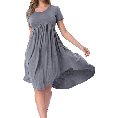 China 2022 High Quality Anti-static Breathable Casual Dress Rayon Short Sleeve Dress Summer Soft Dress For Women for sale