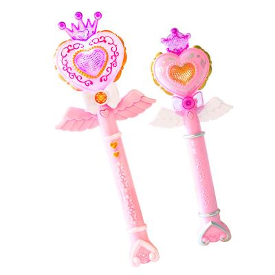 China Eco-friendly Material Hot Amazon Selling Princess Magic Wands For Girl Love Heart Sticks Ballara Magic Wand Glow In The Dark Glitter Charm for sale