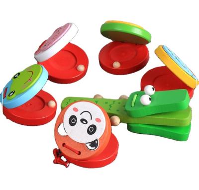 China Musical Instruments Early Education 3-7 Years Old Wodi Safe Wooden Castanets Educational Cartoon Children Musical Toys for sale