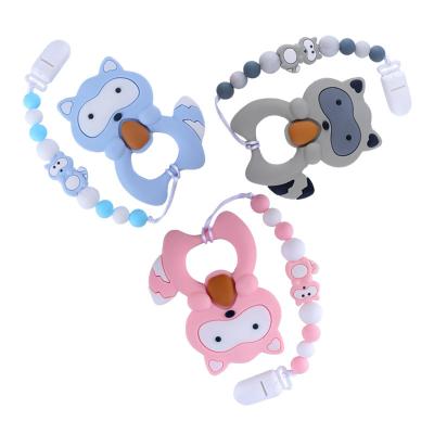 China Silicone Food Grade Silicone Material For Kids Pacifier Chains Set Teething Baby Designer Chew Pacifier Clip Chain for sale