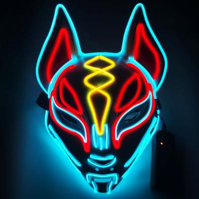 China Halloween Amazon Hot Selling Fox Cat Ghost Face Cover Horror Props Led Neon Full Face Cover Led Facemask for sale