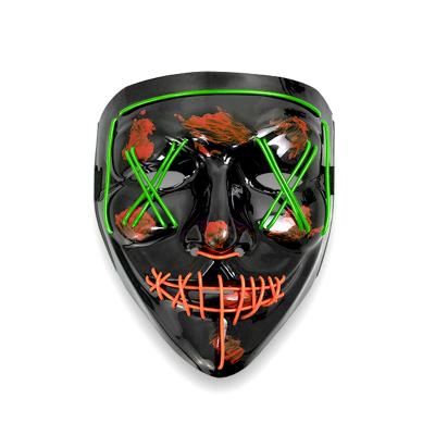 China Halloween Festival Halloween Masquerade Carnival Party Rave Led Light Up EL Wire Neon Mask For Parties Costume for sale