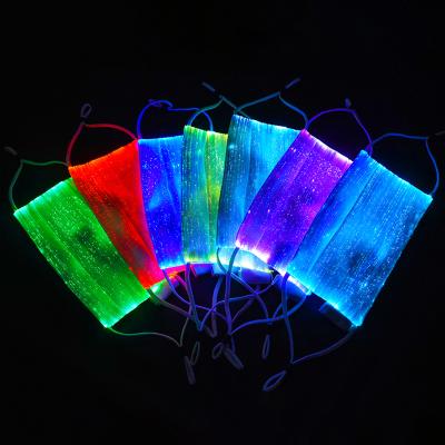 China Halloween Constant Flashing Light Up Rechargeable Battery Cable Fiber Optic Mask Wireless Mutli Colors Mask for sale