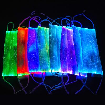 China 2021 Halloween Rechargeable Battery 7 Color Fiber Optic Luminous Light Up Christmas Face Mask Led for sale