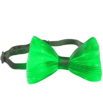 China Factory price 7 colors rave led fiber optic flashing light bow tie 650mah rechargeable for sale