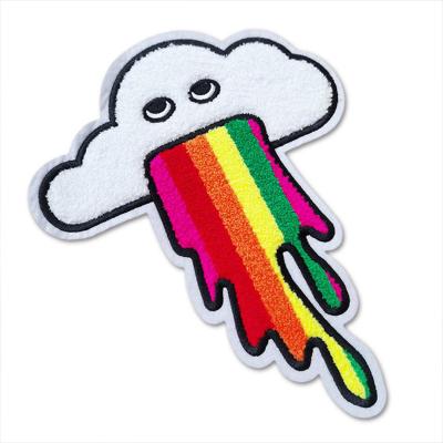 China Large Size Rainbow Cloud Cartoon Blank Embroidery Chenille Patches Viable Custom Shape Patch for sale