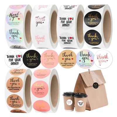 China Logo Vinyl Thank You Waterproof Printing Stickers Customize Roll Adhesive Labeling Thank You Small Business Stickers for sale