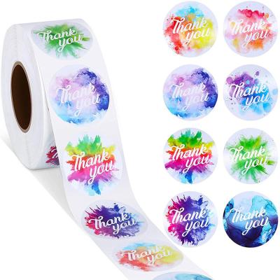 China Waterproof Colorful Printing Round Adhesive Label Thank You For Your Shopping Stickers for sale