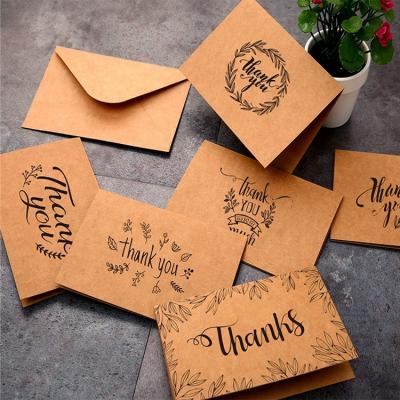 China Garment Shoes Bags Accessories Eco-Friendly Brown Kraft Folded Thankful Thank You Cards With Envelopes for sale