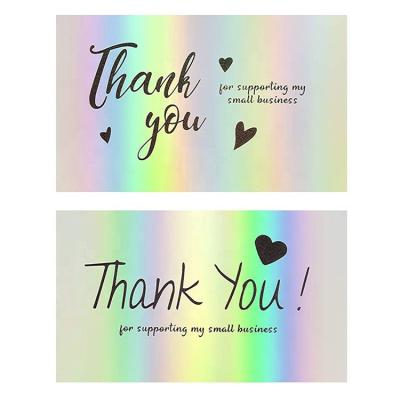 China Garment Shoes Bags Accessories Customer Hologram Noted Card Holographic Thank You Card For Small Business for sale