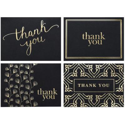 China Garment Shoes Bags Accessories Embossed Gold Foil Printing Black Luxury Thank You Cards For Wedding for sale